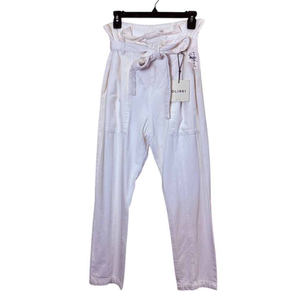 DL1961 Womens Susie Paper-bag High Rise Cotton Cream Torino Tapered Sz 28